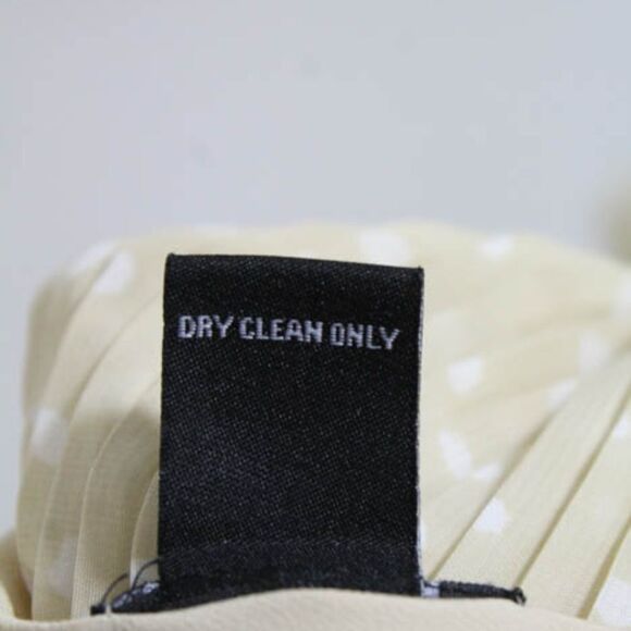 Central Park West Tan Pleated Polka Dot Dress M - Picture 7 of 7